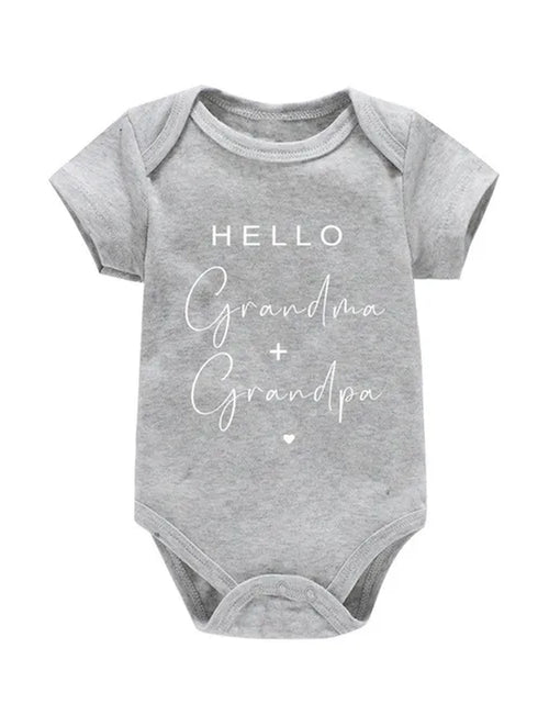 Load image into Gallery viewer, Pregnancy Announcement to Be Grandparents Hello Grandma &amp; Grandpa Baby Bodysuits Infant Baby Boy Girls Clothes Baby Shower Gift
