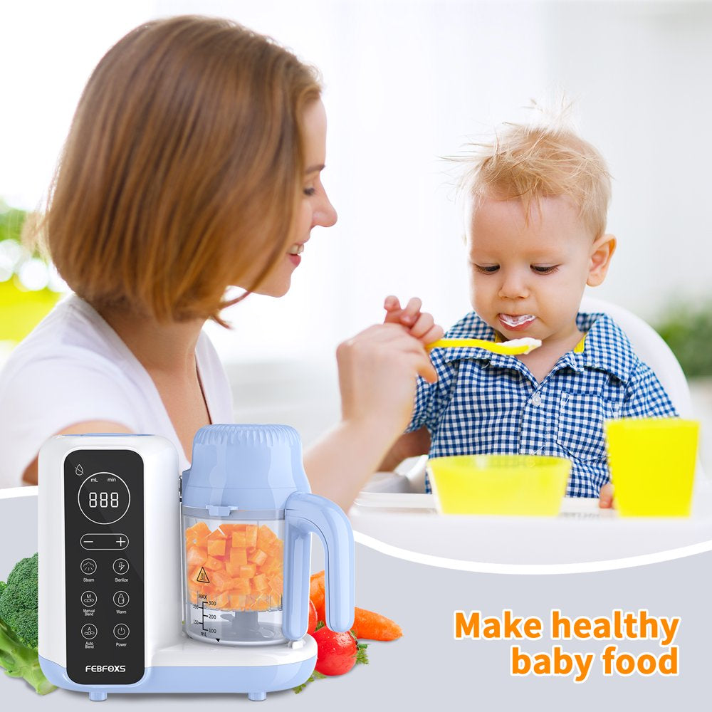 Baby Food Maker, Multi-Function Baby Food Processor, Steamer Puree Blender, Auto Cooking & Grinding, Baby Food Warmer Mills Machine with Touch Screen Control, Blue