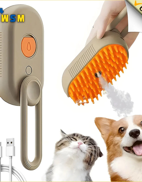 Load image into Gallery viewer, Steamy Dog Brush Electric Spray Cat Hair Brush 3 In1 Dog Steamer Brush for Massage Pet Grooming Removing Tangled and Loose Hair
