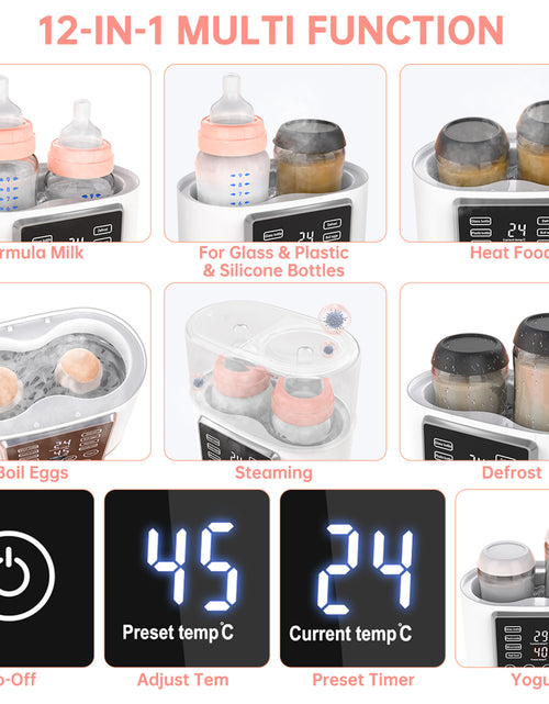 Load image into Gallery viewer, 6-In-1 Bottle Warmer, Fast Baby Bottle Sterilizer Babies Food Heater &amp; Defrost Bpa-Free, Double Fast Milk Warmer with Twins, LCD Display, Timer &amp; 24H Temperature Control for Breastmilk &amp; Formula
