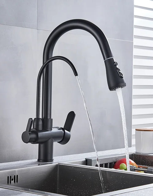 Load image into Gallery viewer, Water Filter Faucet Kitchen Faucets Dual Handle Filter Faucet Mixer 360 Degree Rotation Water Purification Feature Taps
