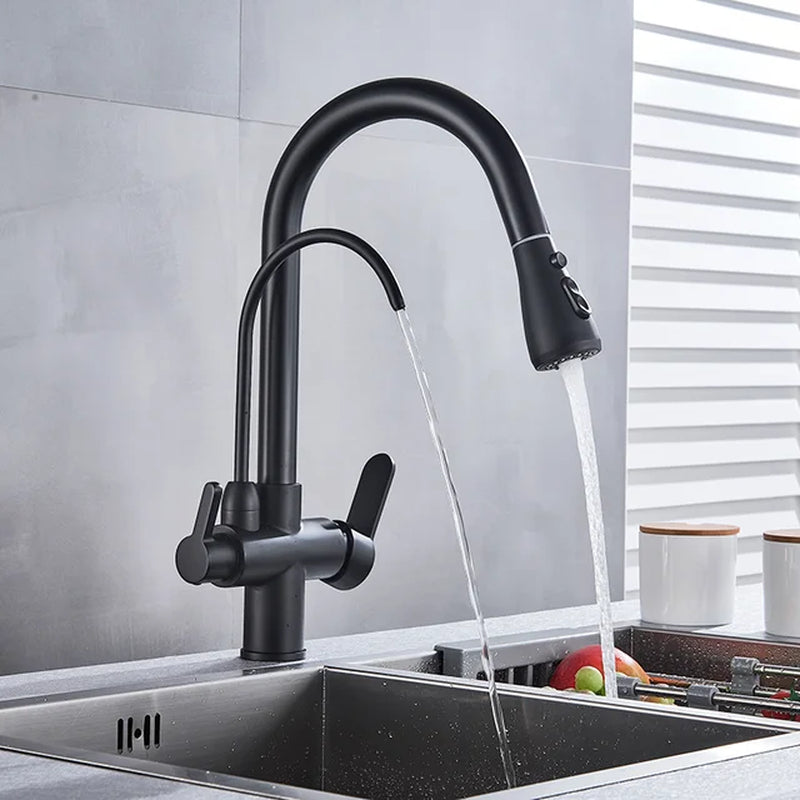 Water Filter Faucet Kitchen Faucets Dual Handle Filter Faucet Mixer 360 Degree Rotation Water Purification Feature Taps