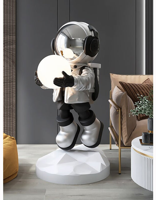 Load image into Gallery viewer, Astronaut Moon Floor Lamp Nordic Modern Resin Handmade Spaceman Floor Lamps for Living Room Bedroom Art Decor LED Standing Lamp
