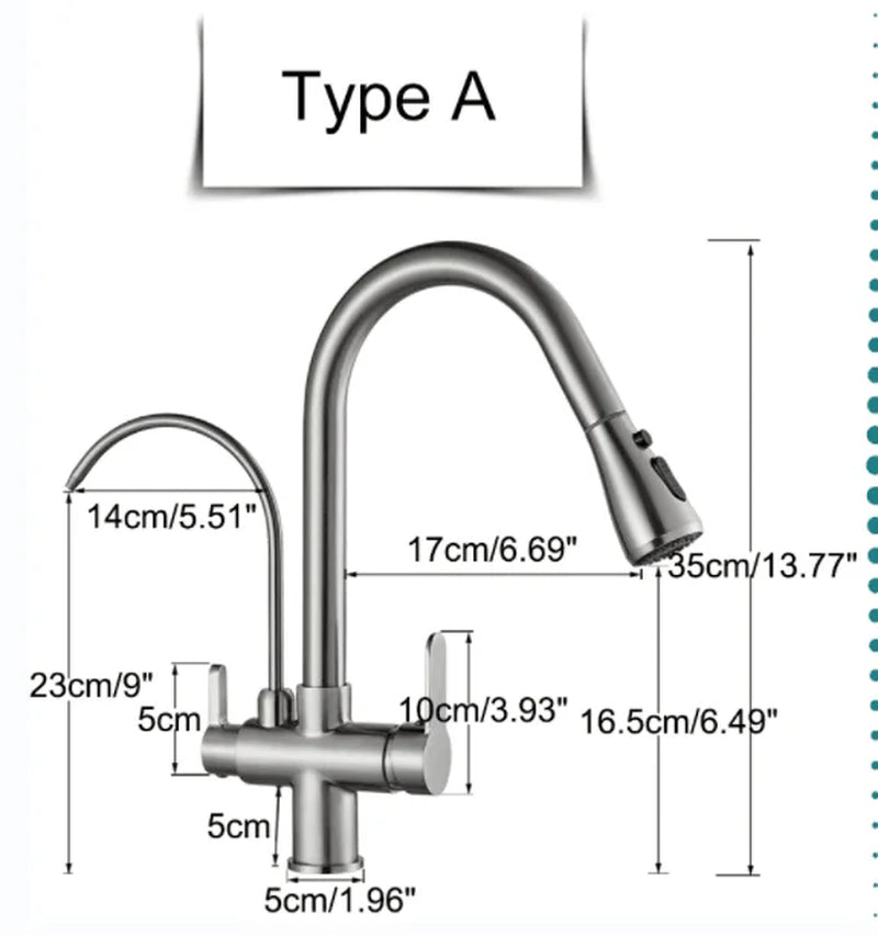 Water Filter Faucet Kitchen Faucets Dual Handle Filter Faucet Mixer 360 Degree Rotation Water Purification Feature Taps