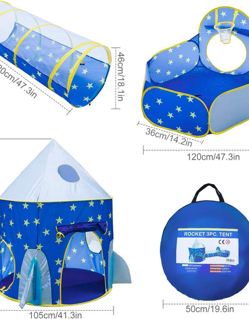 Load image into Gallery viewer, Kids Play Tent, 3 in 1 Kids Play Tent for Toddler Boys with Play Tunnel &amp; Baby Ball Pit &amp; Castle Tent and Storage Bag, Indoor Outdoor Toy Tent for Toddlers Kids Toy Gifts (Without Ball)
