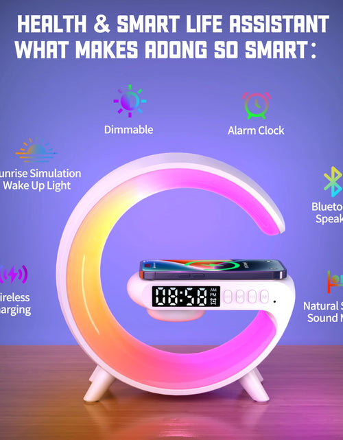 Load image into Gallery viewer, Multifunction 15W Wireless Charger Stand Pad for Iphone 15 14 13 12 Samsung Alarm Clock Speaker RGB Light Fast Charging Station
