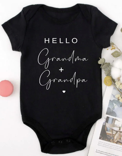 Load image into Gallery viewer, Pregnancy Announcement to Be Grandparents Hello Grandma &amp; Grandpa Baby Bodysuits Infant Baby Boy Girls Clothes Baby Shower Gift
