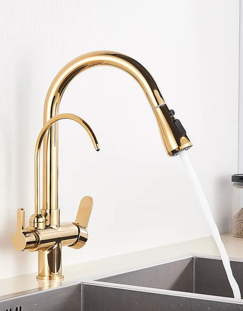 Load image into Gallery viewer, Water Filter Faucet Kitchen Faucets Dual Handle Filter Faucet Mixer 360 Degree Rotation Water Purification Feature Taps
