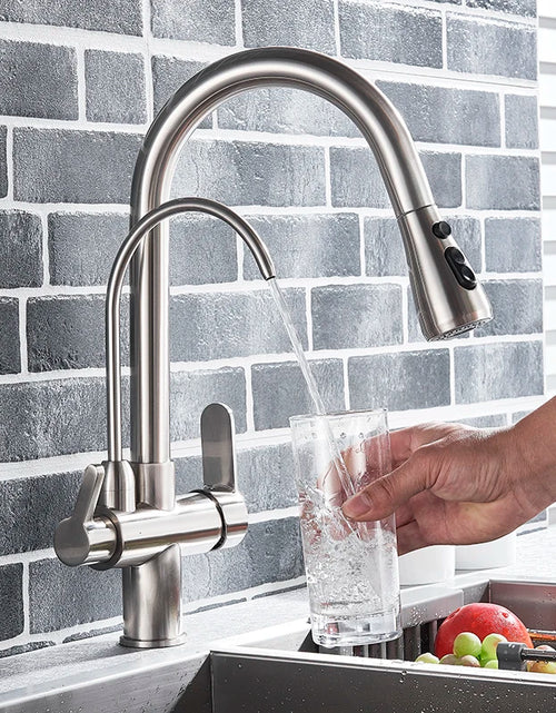 Load image into Gallery viewer, Water Filter Faucet Kitchen Faucets Dual Handle Filter Faucet Mixer 360 Degree Rotation Water Purification Feature Taps
