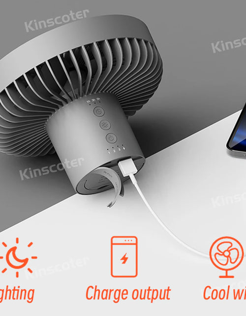 Load image into Gallery viewer, 10000Mah 4000Mah Camping Fan Rechargeable Desktop Portable Circulator Wireless Ceiling Electric Fan with Power Bank LED Lighting
