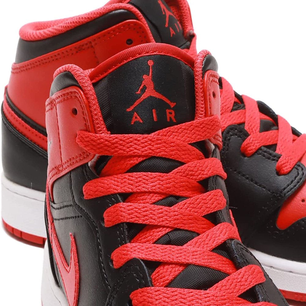 Mens Air  1 Mid Shoes,Black/Fire Red-White,10