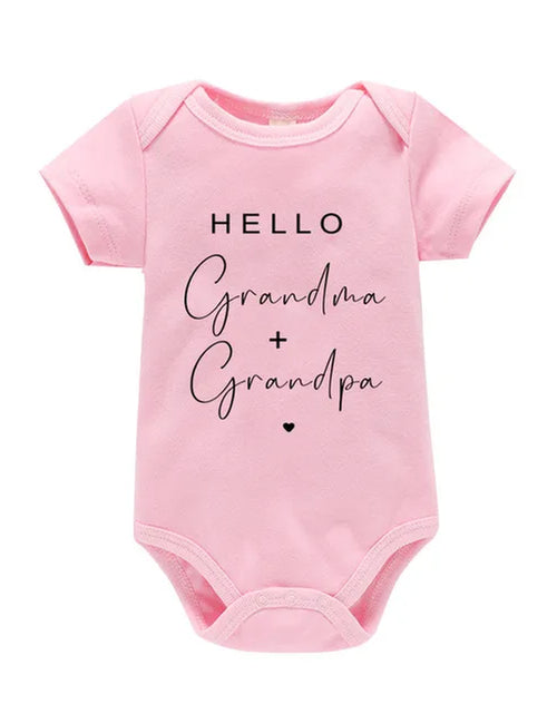 Load image into Gallery viewer, Pregnancy Announcement to Be Grandparents Hello Grandma &amp; Grandpa Baby Bodysuits Infant Baby Boy Girls Clothes Baby Shower Gift
