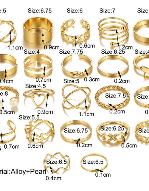 Load image into Gallery viewer, 22PCS Knuckle Rings Stackable Rings Gold Wave Joint Finger for Women
