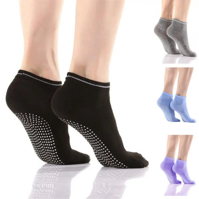 1 Pair Anti-Slip Yoga Socks Silicone Gym Pilates Ballet Socks Fitness Sport Socks Women Cotton Breathable Elasticity Free Size