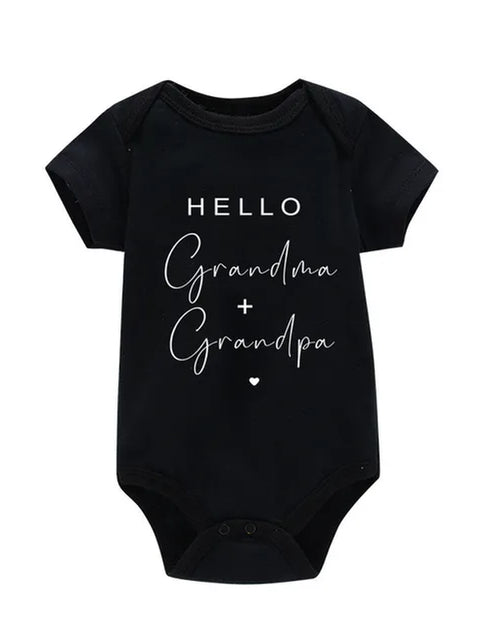 Load image into Gallery viewer, Pregnancy Announcement to Be Grandparents Hello Grandma &amp; Grandpa Baby Bodysuits Infant Baby Boy Girls Clothes Baby Shower Gift
