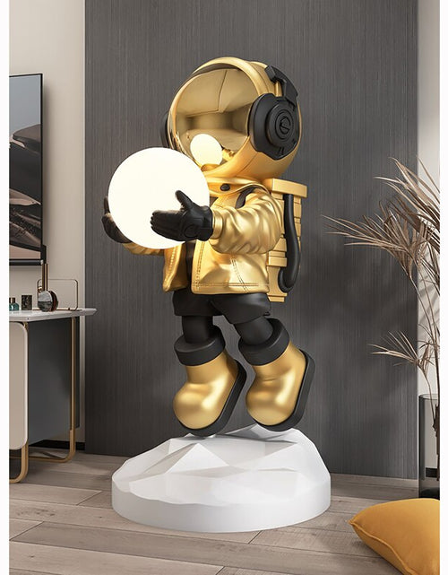 Load image into Gallery viewer, Astronaut Moon Floor Lamp Nordic Modern Resin Handmade Spaceman Floor Lamps for Living Room Bedroom Art Decor LED Standing Lamp
