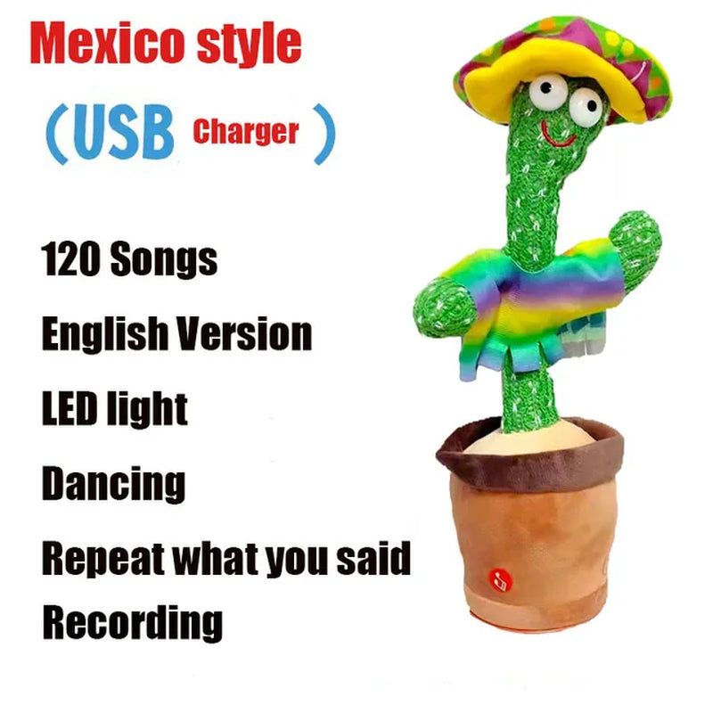 Dancing Cactus Talking Cactus Baby Toys Sing 120Pcs Music Songs Recording USB Charger Repeats What You Say Presents for Kids