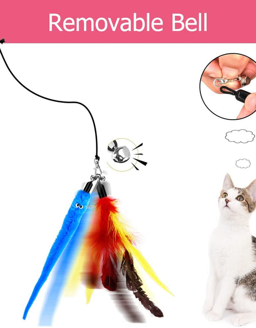 Load image into Gallery viewer, Cat Toy Wand, Retractable Cat Feather Toys and Replacement Refills with Bells, Interactive Cat Toys for Cat Kitten Exercise
