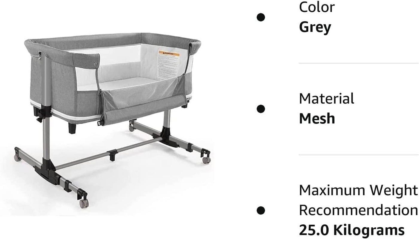 Baby Crib,3 in 1 Bassinet for Baby,Bedside Sleeper Bedside Baby Bassinets Crib for Newborn,Adjustable Portable Baby Bed for Infant/Baby,Gray