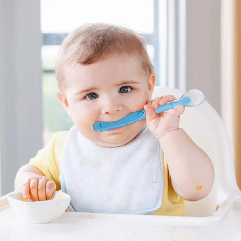 Silicone Spoons Baby Feeder Silicone Spoon with Soft-Tip Dishwasher Safe Baby Child Spoon Boil-Proof Toddler Self Feeding