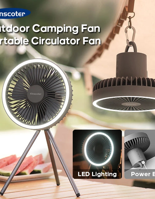 Load image into Gallery viewer, 10000Mah 4000Mah Camping Fan Rechargeable Desktop Portable Circulator Wireless Ceiling Electric Fan with Power Bank LED Lighting
