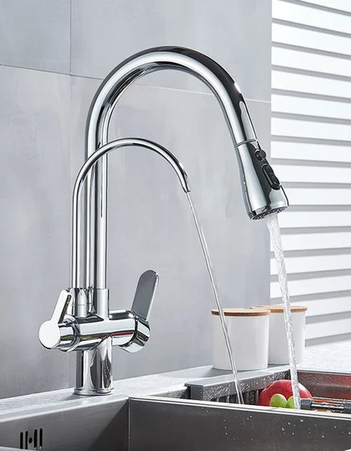 Load image into Gallery viewer, Water Filter Faucet Kitchen Faucets Dual Handle Filter Faucet Mixer 360 Degree Rotation Water Purification Feature Taps
