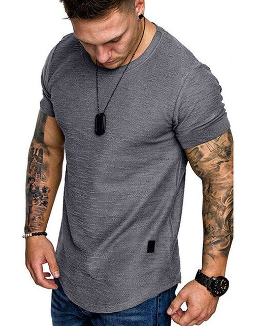 Load image into Gallery viewer, Men&#39;S Casual Fashion Solid O Neck T-Shirt Summer Bodybuilding Sports Running T-Shirt Fitness Short-Sleeve Crossfit Exercise Top
