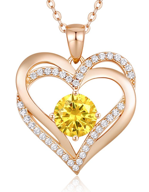 Load image into Gallery viewer, Love Heart Pendant Necklaces for Women 925 Sterling Silver with Birthstone Zirconia Rose Gold Diamond Anniversary Jewelry Best Gift Ideas for Women Fine Packing Gift Box
