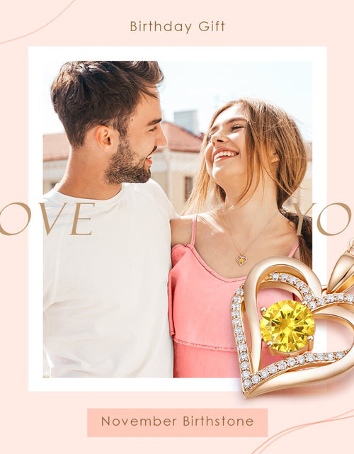 Load image into Gallery viewer, Love Heart Pendant Necklaces for Women 925 Sterling Silver with Birthstone Zirconia Rose Gold Diamond Anniversary Jewelry Best Gift Ideas for Women Fine Packing Gift Box
