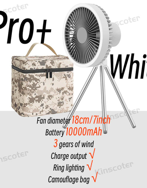 Load image into Gallery viewer, 10000Mah 4000Mah Camping Fan Rechargeable Desktop Portable Circulator Wireless Ceiling Electric Fan with Power Bank LED Lighting
