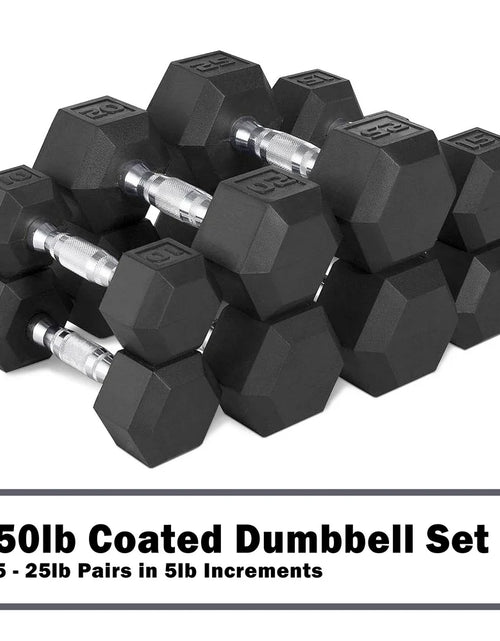 Load image into Gallery viewer, 150Lb Rubber Hex Dumbbell Set
