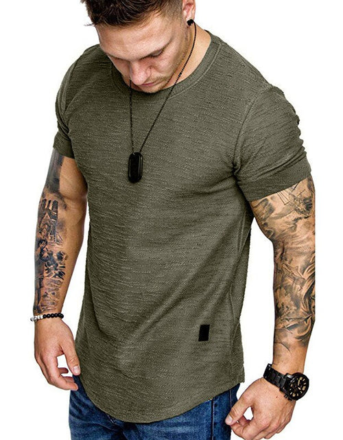 Load image into Gallery viewer, Men&#39;S Casual Fashion Solid O Neck T-Shirt Summer Bodybuilding Sports Running T-Shirt Fitness Short-Sleeve Crossfit Exercise Top
