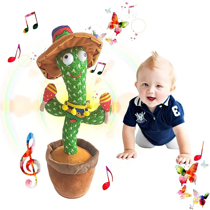 Dancing Cactus Talking Cactus Baby Toys Sing 120Pcs Music Songs Recording USB Charger Repeats What You Say Presents for Kids