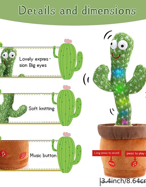 Load image into Gallery viewer, Dancing Cactus Talking Cactus Baby Toys Sing 120Pcs Music Songs Recording USB Charger Repeats What You Say Presents for Kids
