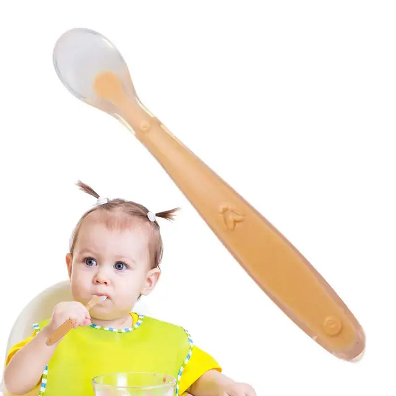 Silicone Spoons Baby Feeder Silicone Spoon with Soft-Tip Dishwasher Safe Baby Child Spoon Boil-Proof Toddler Self Feeding