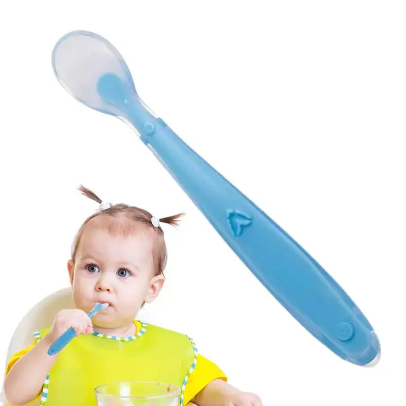 Silicone Spoons Baby Feeder Silicone Spoon with Soft-Tip Dishwasher Safe Baby Child Spoon Boil-Proof Toddler Self Feeding