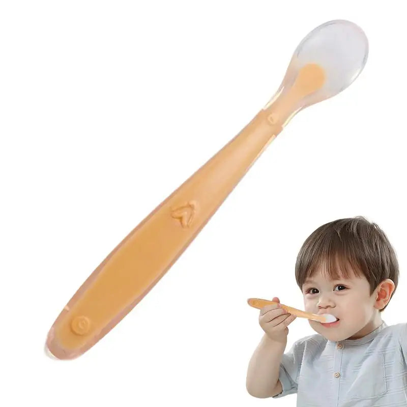 Silicone Spoons Baby Feeder Silicone Spoon with Soft-Tip Dishwasher Safe Baby Child Spoon Boil-Proof Toddler Self Feeding