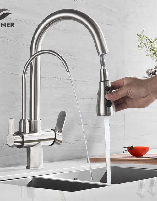 Load image into Gallery viewer, Water Filter Faucet Kitchen Faucets Dual Handle Filter Faucet Mixer 360 Degree Rotation Water Purification Feature Taps
