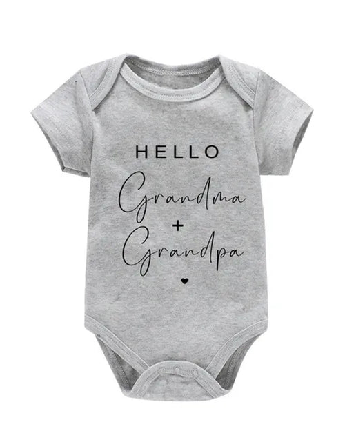 Load image into Gallery viewer, Pregnancy Announcement to Be Grandparents Hello Grandma &amp; Grandpa Baby Bodysuits Infant Baby Boy Girls Clothes Baby Shower Gift
