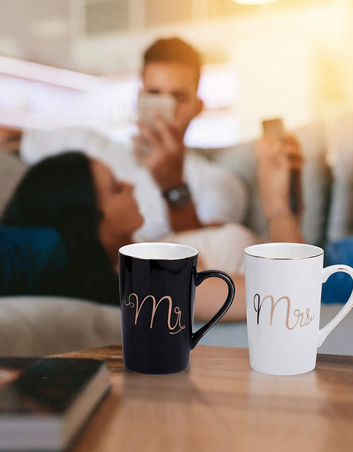 Load image into Gallery viewer, Mr and Mrs Coffee Mugs Set - Unique Wedding Gifts for Bride and Groom - His and Hers Anniversary Present Husband and Wife -Engagement Gifts for Him Her for Parents for Valentine&#39;S Day
