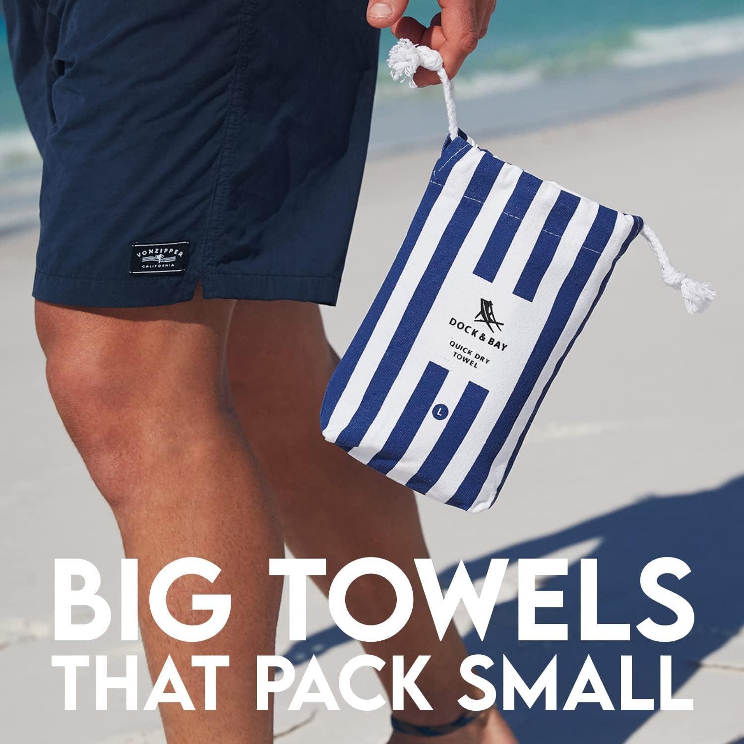 Beach Towel - for Travel, Swimming, Camping, Holiday - Super Absorbent, Quick Dry, Sand Free - Compact, Lightweight - 100% Recycled Materials - Includes Bag