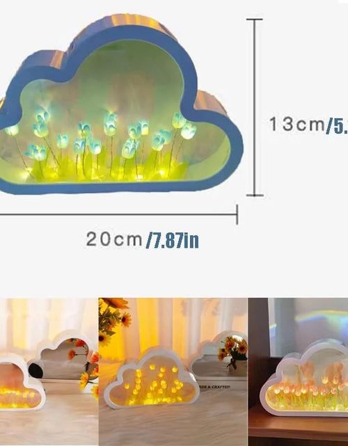 Load image into Gallery viewer, Cloud Mirror Tulip Lamp, Simulation Flower Bedroom Sleeping Table Lamp, Hand Craft DIY Tulips Mirror Night Light, Night Light for Bedroom,Creative Living Room Bedside Desktop Ornaments Girls (Purple)
