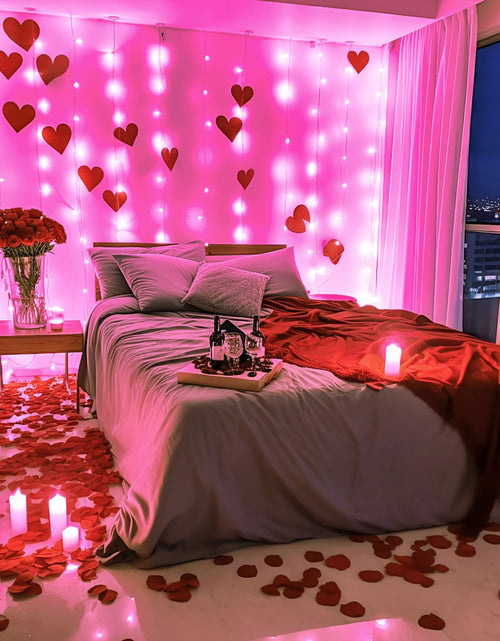 Load image into Gallery viewer, Pink Curtain Lights, Remote Control 300 LED Pink Curtain Lights 8 Modes Pink Valentine String Lights, Window Curtain Lights for Bedroom Wedding Party Backdrop Indoor Outdoor Room Decor(Pink)
