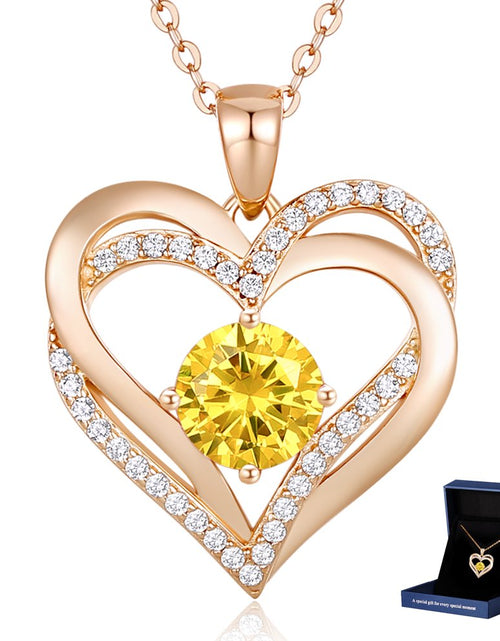 Load image into Gallery viewer, Love Heart Pendant Necklaces for Women 925 Sterling Silver with Birthstone Zirconia Rose Gold Diamond Anniversary Jewelry Best Gift Ideas for Women Fine Packing Gift Box
