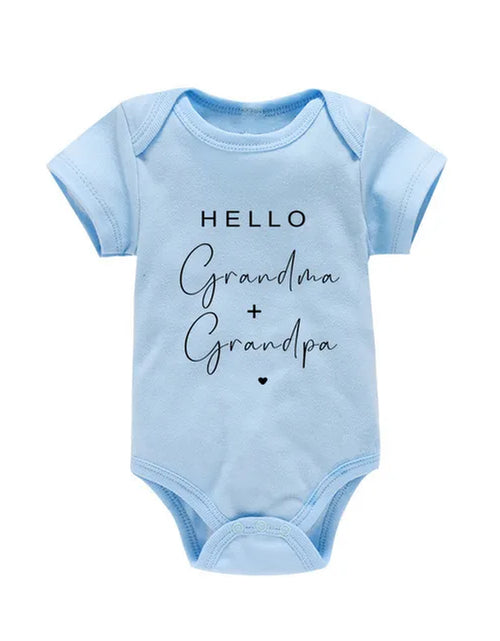 Load image into Gallery viewer, Pregnancy Announcement to Be Grandparents Hello Grandma &amp; Grandpa Baby Bodysuits Infant Baby Boy Girls Clothes Baby Shower Gift
