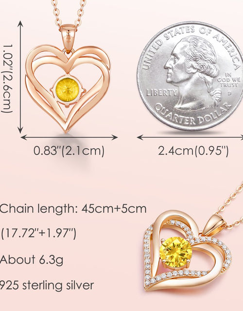 Load image into Gallery viewer, Love Heart Pendant Necklaces for Women 925 Sterling Silver with Birthstone Zirconia Rose Gold Diamond Anniversary Jewelry Best Gift Ideas for Women Fine Packing Gift Box
