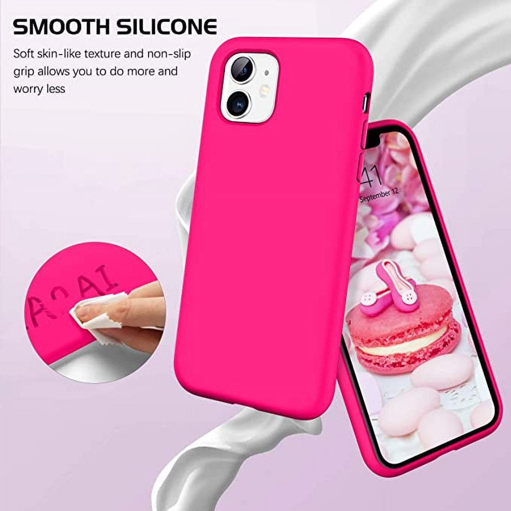 Designed for Iphone 11 Silicone Case, Protection Shockproof Dropproof Dustproof Anti-Scratch Phone Case Cover for Iphone 11, Hot Pink