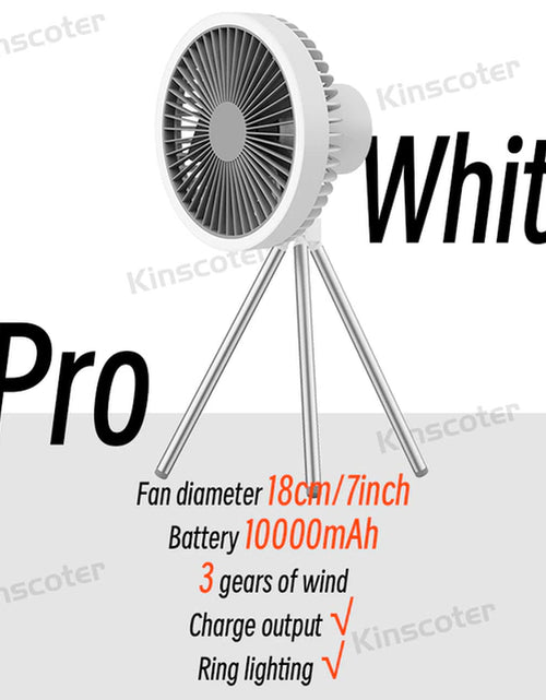 Load image into Gallery viewer, 10000Mah 4000Mah Camping Fan Rechargeable Desktop Portable Circulator Wireless Ceiling Electric Fan with Power Bank LED Lighting
