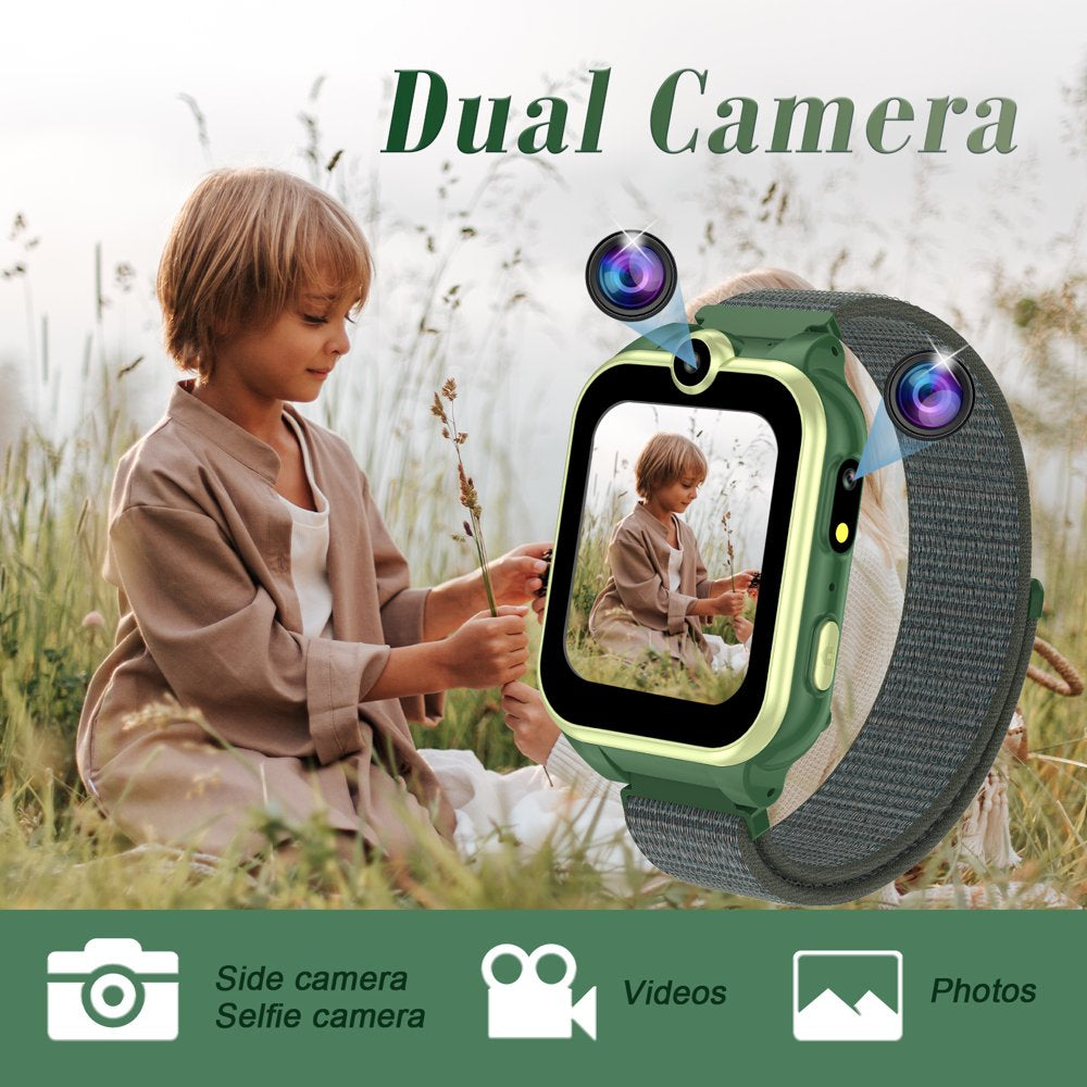 1.54" Smart Watch for Boys Girls Smartwatch for Kids with Dual Camera Games Video MP3 Children Touch Screen Black