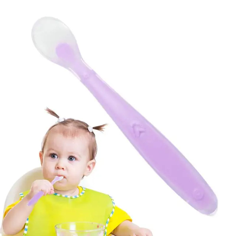 Silicone Spoons Baby Feeder Silicone Spoon with Soft-Tip Dishwasher Safe Baby Child Spoon Boil-Proof Toddler Self Feeding